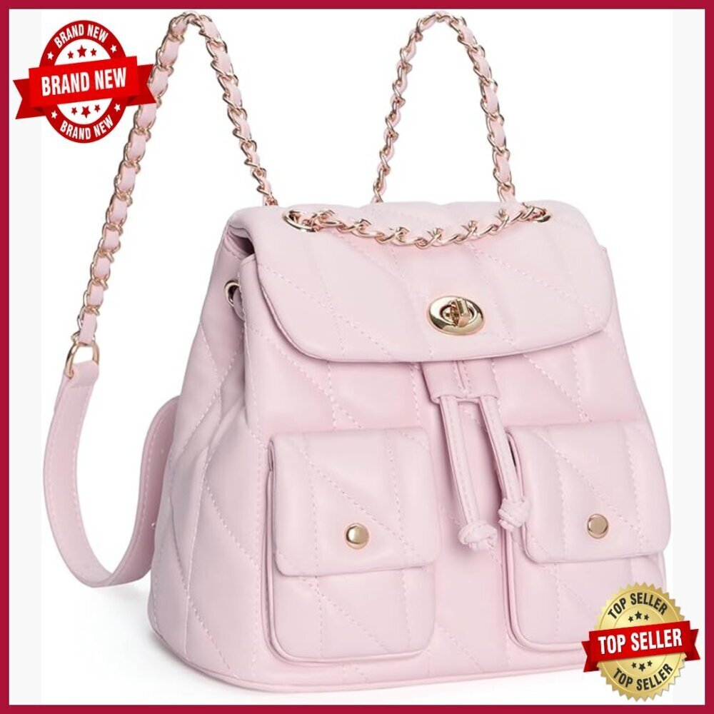 Convertible Quilted Vegan Leather Crossbody Backpack Purse for Travel